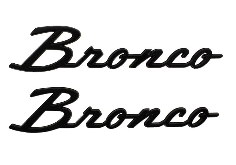Ford Racing — Ford Racing 21-24 Bronco Classic Script Fender Badge Kit - Gloss Black
Decal