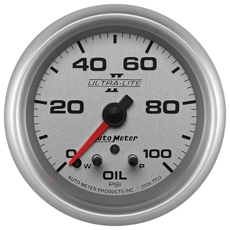 AutoMeter — GAUGE, OIL PRESS, 2 5/8", 100PSI, STEPPER MOTOR W/ PEAK & WARN, ULTRA-LITE II