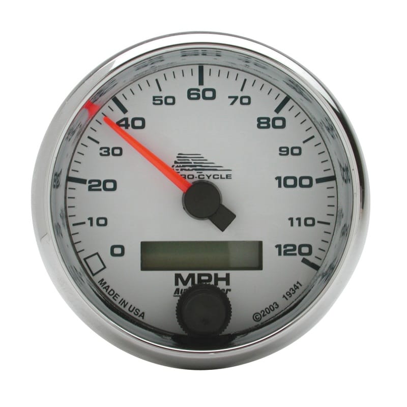 AutoMeter — Autometer Pro-Cycle Gauge Speedo 2 5/8in 120 Mph Elec White
2.6" SPD 120 M WT PC