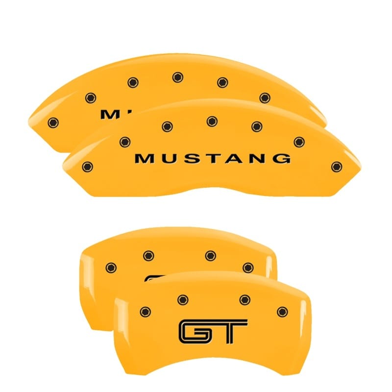 MGP — MGP 4 Caliper Covers Engraved Front Mustang - Engraved Rear S197/GT - Yellow Finish Blk Characters
Caliper Covers