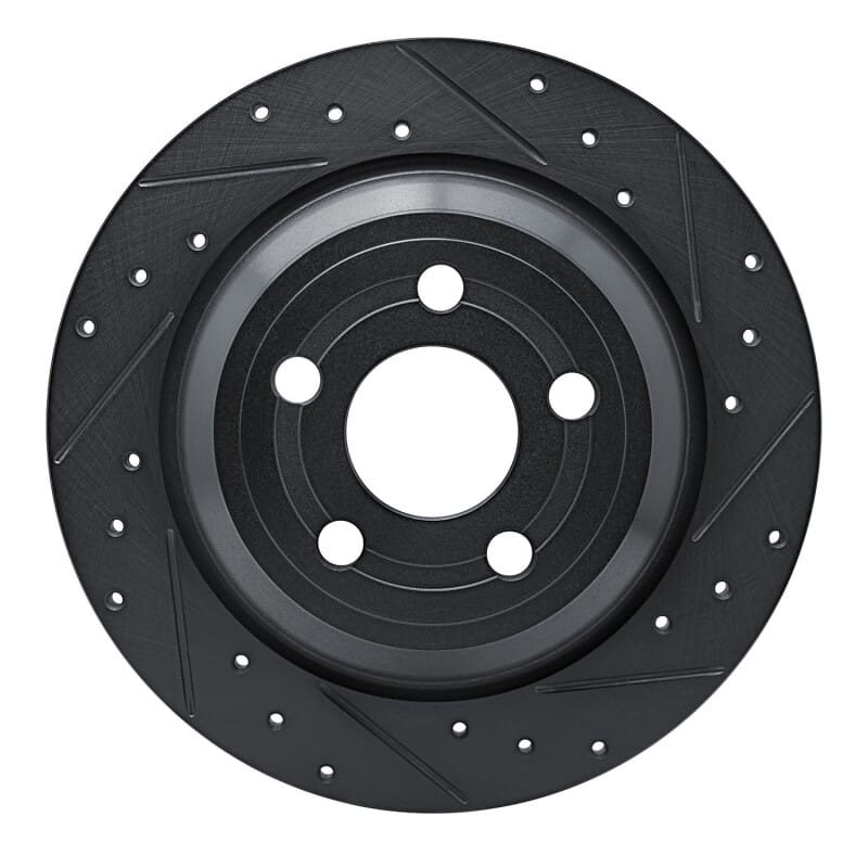 R1 Concepts — R1 22-25 Ford Maverick Rear Right Drilled & Slotted Black Brake Rotor
