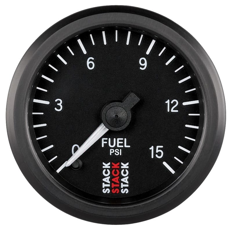 AutoMeter — Autometer Stack 52mm 0-15 PSI 1/8in NPTF Male Pro Stepper Motor Fuel Pressure Gauge - Black
Ga FP Stpr Blk 15psi