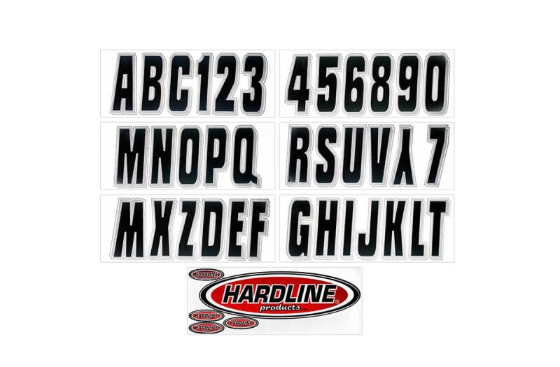Hardline — Hardline Boat Lettering Registration Kit 3 in. - 320 Black/Silver