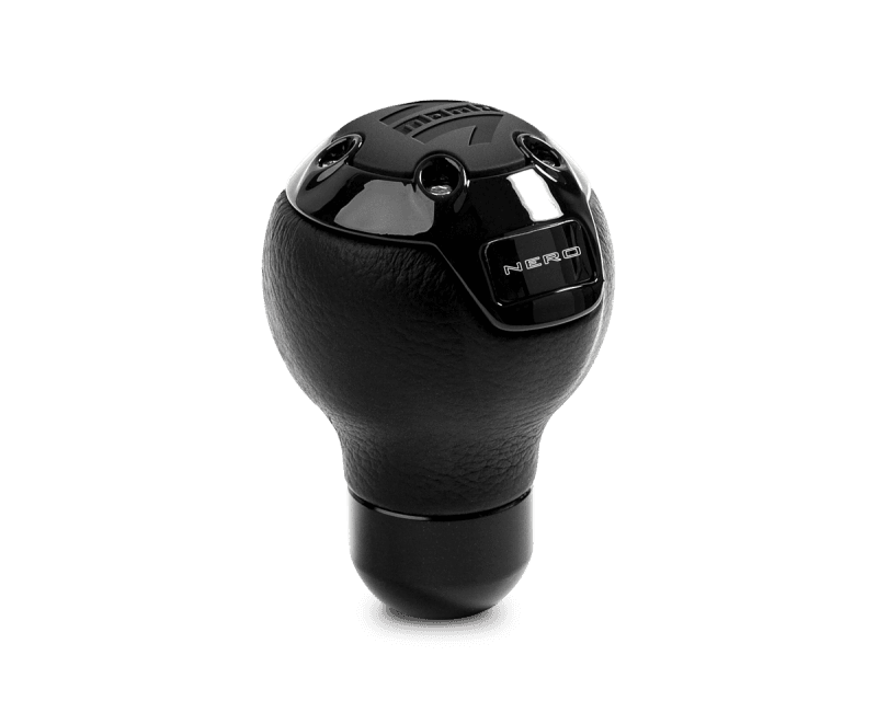 MOMO — Momo Nero Shift Knob - Tall Black Leather, Black Chrome Insert