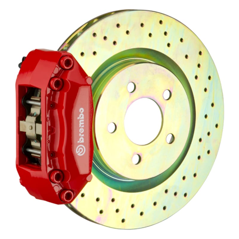 Brembo — Brembo 15-21 Golf (Mk7) Front GT BBK 4 Piston Cast 2pc 330x28 1pc Rotor Drilled-Red