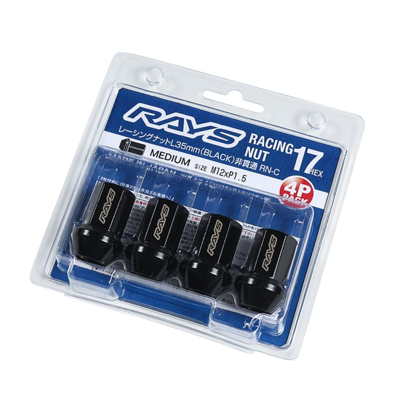 Rays — Rays 17 Hex Racing Nut L35 (Medium Type) 12x1.25 - Black (4 Pieces)