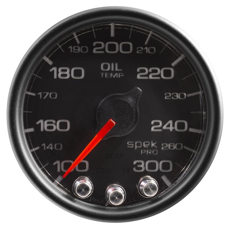 AutoMeter — GAUGE, OIL TEMP, 2 1/16", 300?F, STEPPER MOTOR W/PEAK & WARN, BLK/BLK, SPEK-PRO