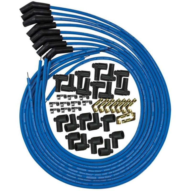 Moroso — Moroso Universal Ignition Wire Set - Blue Max - Spiral Core - Unsleeved - 135 Degree - Blue