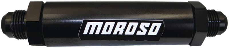 Moroso — Moroso In-Line Fuel Filter - 6.5in -10An - 40 Micron SS Filter - Aluminum