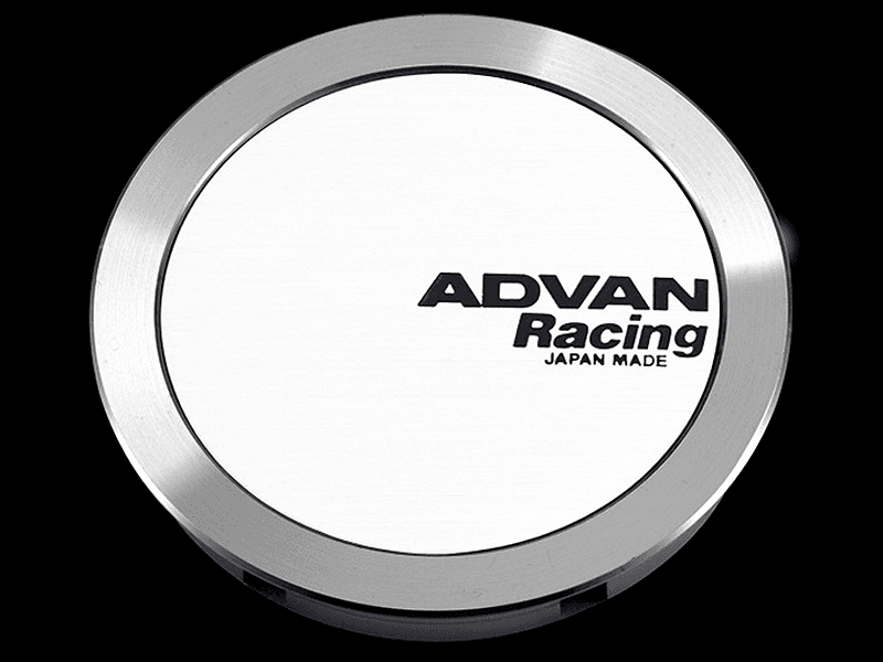 Advan — Advan 63mm Full Flat Center Cap - White/Silver Alumite