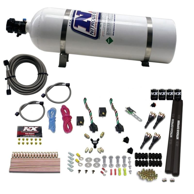 Nitrous Express — Nitrous Express 4 Cyl SX2 Nozzle Nitrous Kit (100-300HP x 2) w/15lb Bottle
Injection System Kit
N2OSys