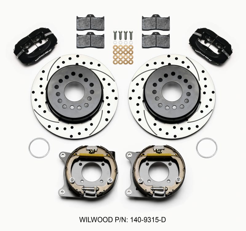 Wilwood — Wilwood Forged Dynalite P/S Park Brake Kit Drilled 12 Bolt 2.75in offset Staggered Shock
BRAKE KIT