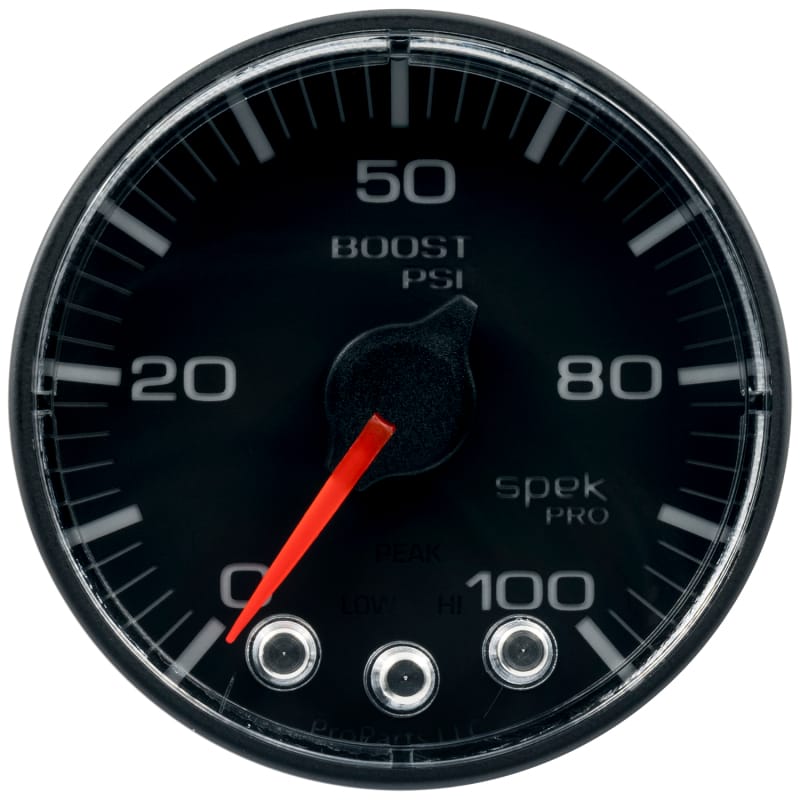 AutoMeter — Autometer Spek-Pro Gauge Boost 2 1/16in 100psi Stepper Motor W/Peak & Warn Blk/Blk
GA 2" BST 100 BFB SP