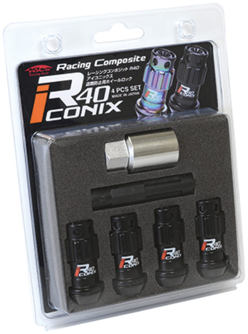 Project Kics — Project Kics 12X1.25 R40 Iconix Black Lug Nut Lock Set - 4
