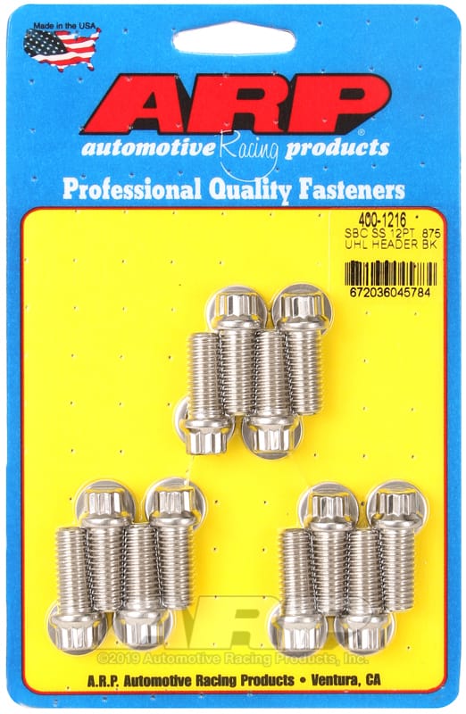 ARP — ARP Chevrolet Small Block SS 12pt .875in UHL Header Bolt Kit - Polished