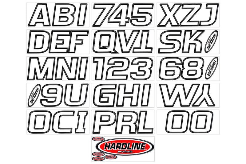Hardline — Hardline Boat Lettering Registration Kit 3 in. - 700 Transparent Clear/Black