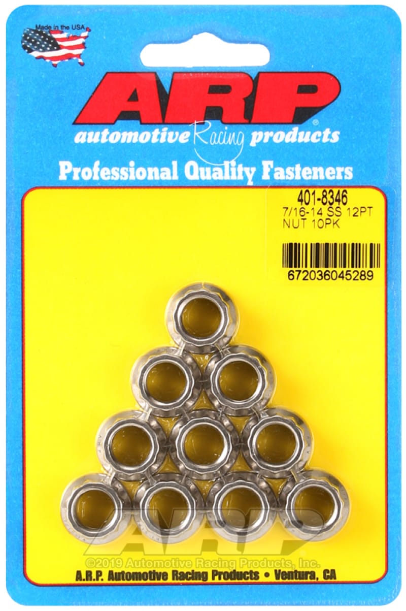 ARP — ARP 7/16-14 12PT Nut Kit SS - 10 PK