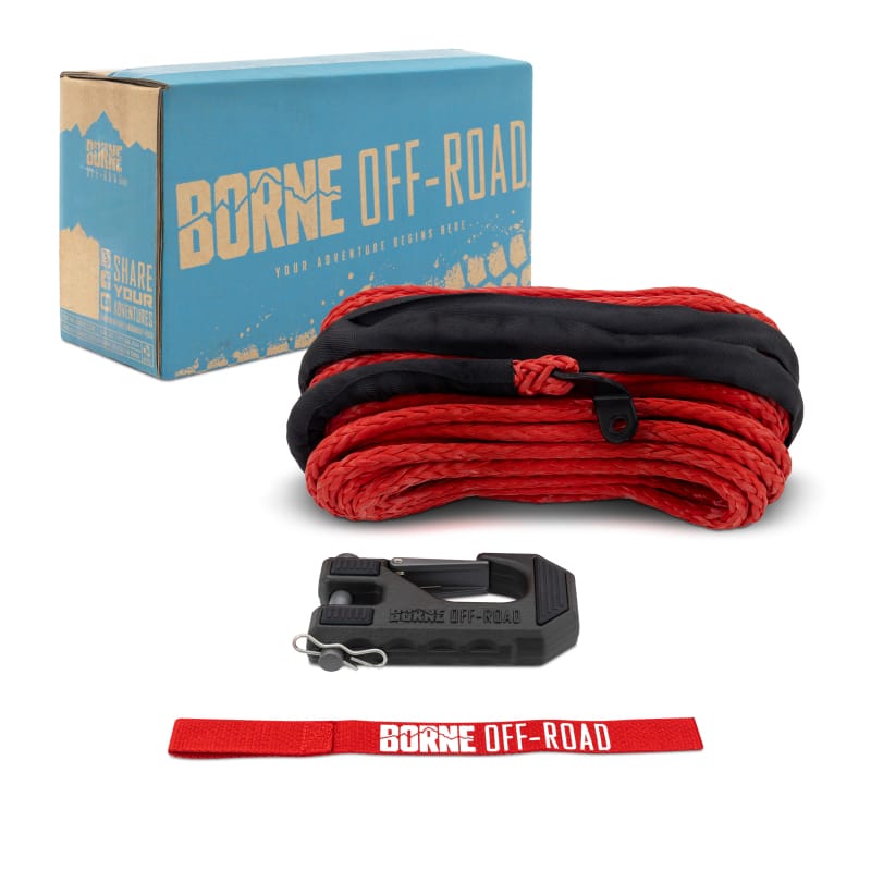 Borne Off-Road — Borne Off-Road Winch Hook - 3/8in Rope - Hand Strap - Red