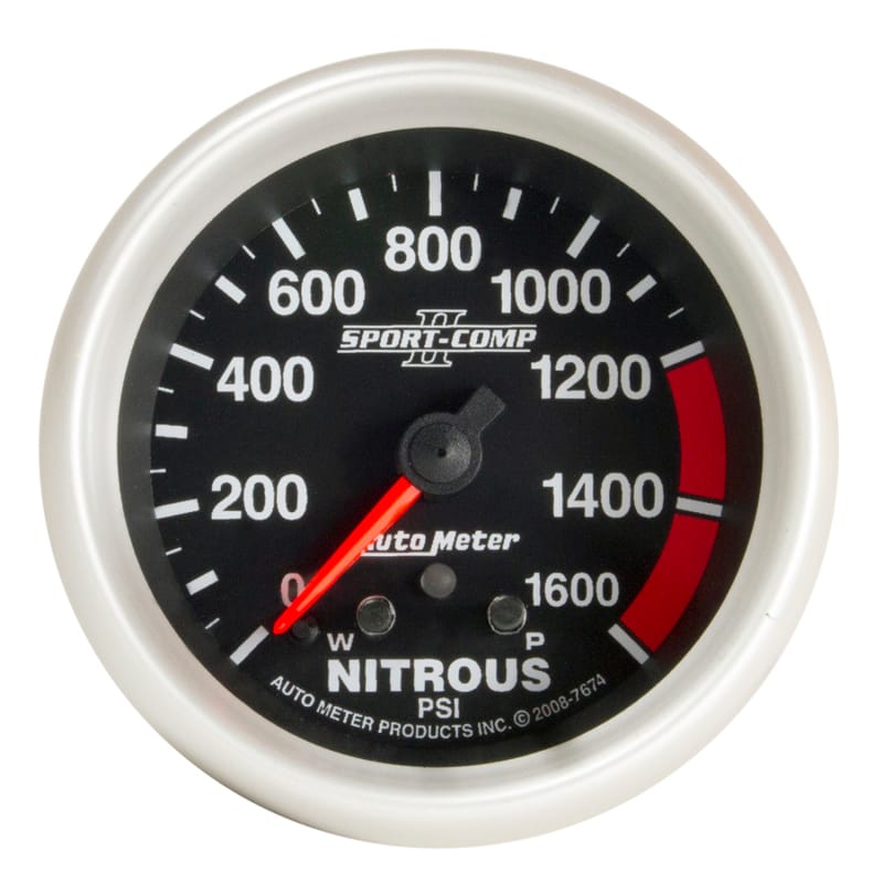 AutoMeter — Autometer Sport-Comp II Pro Control 2-5/8in 1600 PSI Nitrous Pressure Gauge w/ Peak and Warn
2-5/8" NITROUS, 0-16