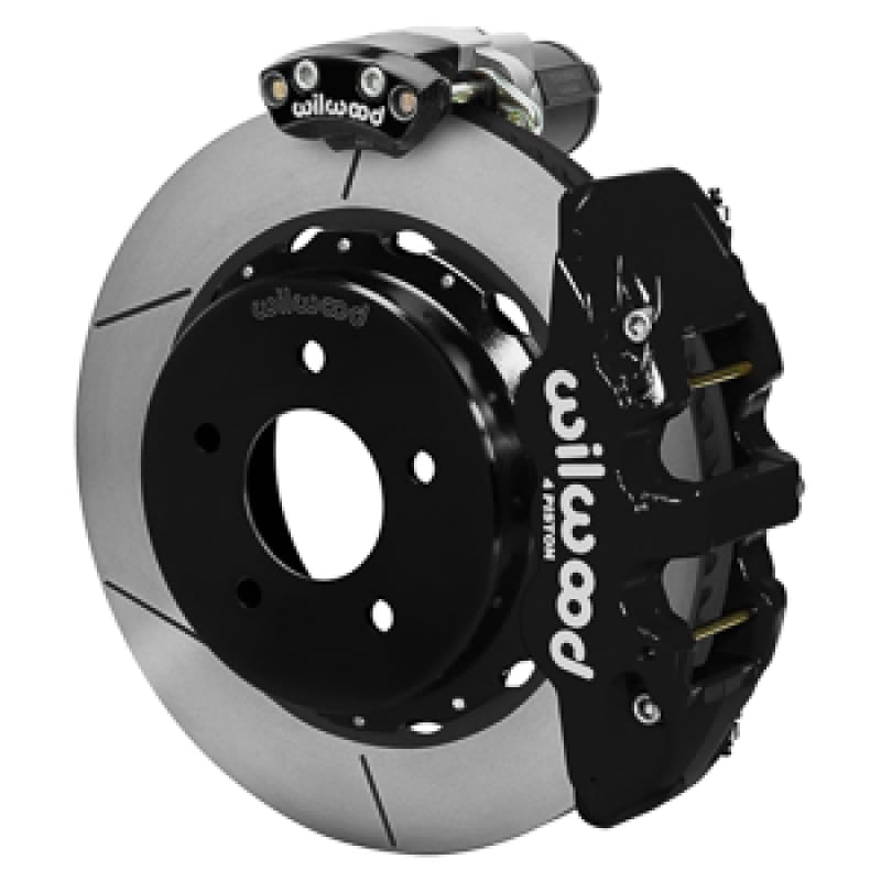 Wilwood — Wilwood 88-98 GM C1500 Aero4 Rear Electronic Parking Brake Kit 14in Rotor 3.25in Offset - Blk