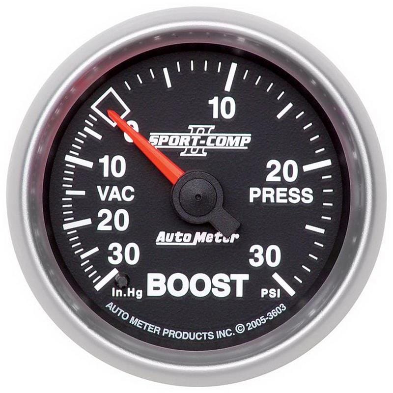 AutoMeter — Autometer Sport-Comp II 52mm 30 PSI Mechanical Boost Vacuum Gauge
2-1/16" BOOST-VAC, 3