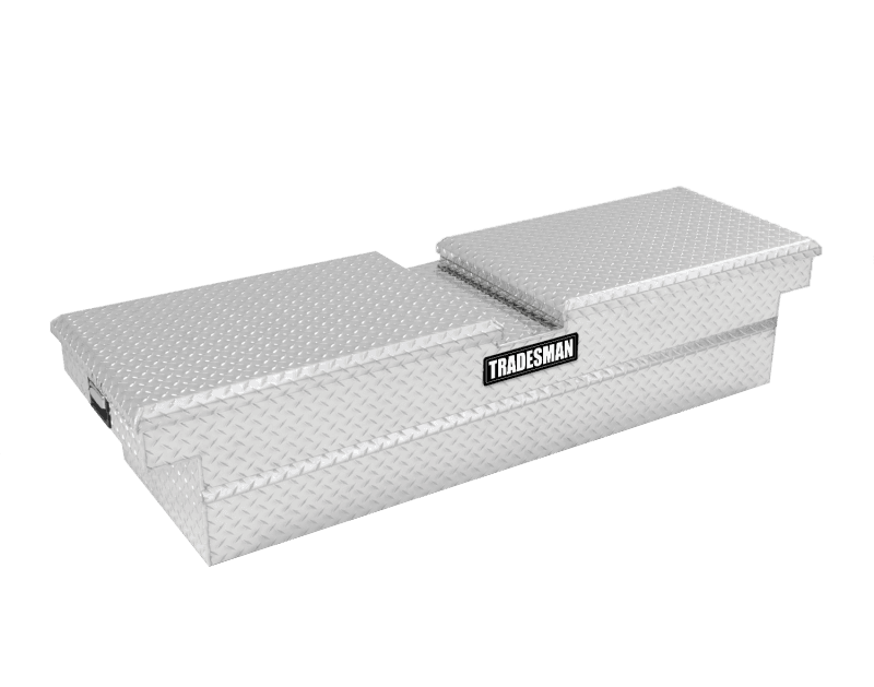 Tradesman — Tradesman Aluminum Gull Wing Cross Bed Truck Tool Box w/Push Button (70in.) - Brite
