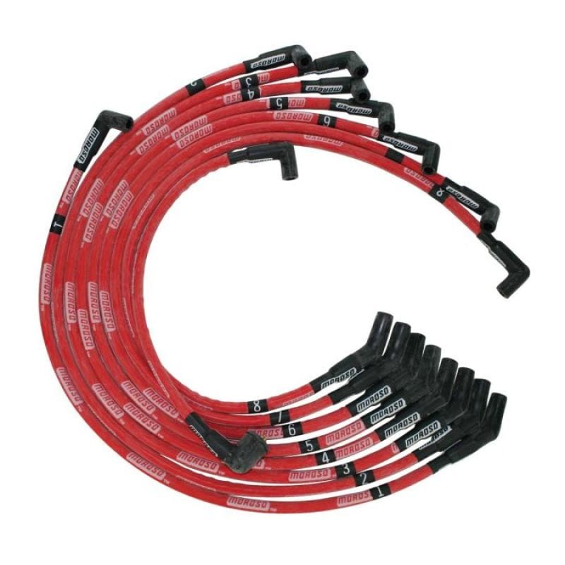 Moroso — Moroso Ford 351C/390/429/460 Sleeved HEI 135 Ends Ultra Spark Plug Wire Set - Red