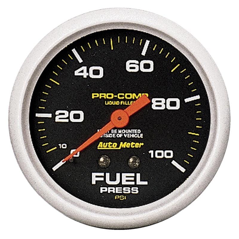 AutoMeter — Autometer Liquid Filled Mechanical 2-5/8inch 100 PSI Fuel Pressure Gauge
2-5/8" FUEL PRESS, 0