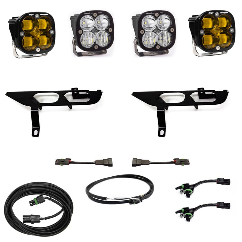 Baja Designs — Baja Designs 2021+ Ford F150 Fog Pocket Kit SAE Amber Squadron Sport DC with Upfitter