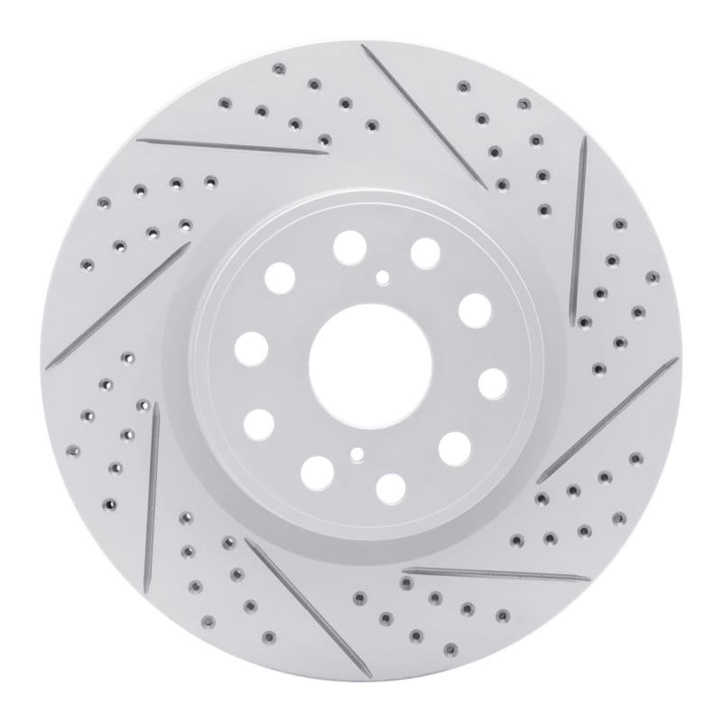 R1 Concepts — R1 07-23 Lexus Ls460 Front Right Drilled & Slotted Geo-Carbon Rotor