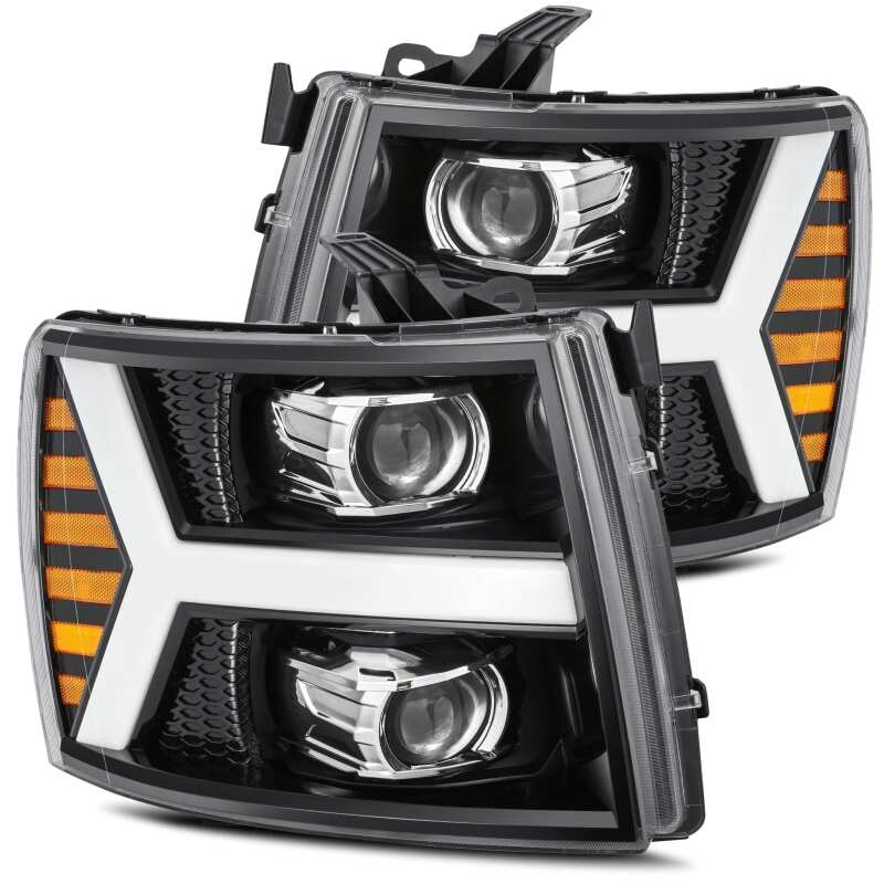 AlphaRex — AlphaRex 07-13 Chevy 1500 LUXX LED Proj Headlights Plank Style Jet Blk w/ Activ Light/Seq Signal/DRL
Projector Headlights