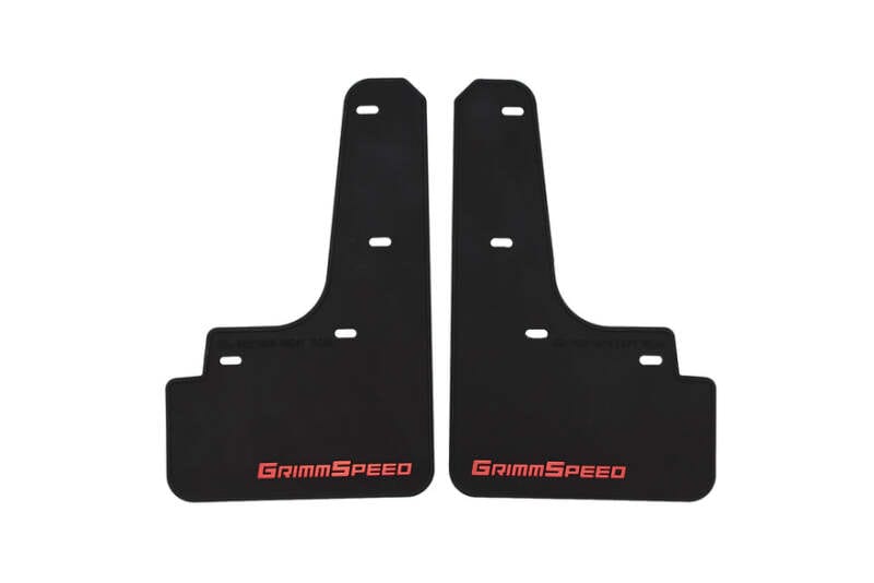 GrimmSpeed — Grimmspeed 22-25 Subaru WRX Mudflaps - Black w/ Red Lettering