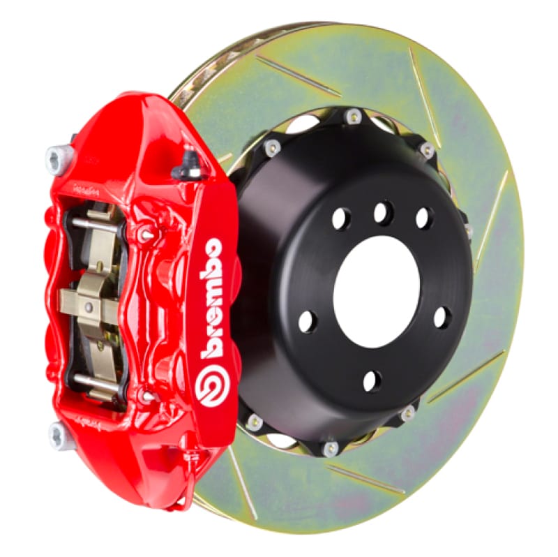 Brembo — Brembo 15-23 Mustang GT/V6/EcoBoost Rear GT BBK 4 Piston Cast 380x28 2pc Rotor Slotted Type1-Red
