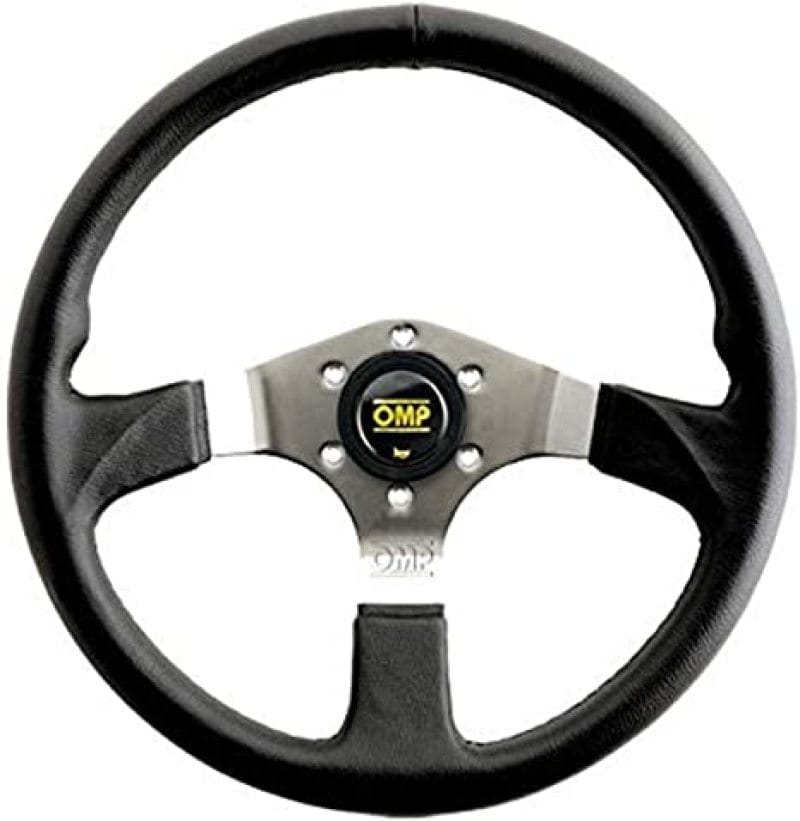 OMP — OMP Asso Flat Steering Wheel w/ 3 Steel Spokes (350mm) - Large Leather (Black)