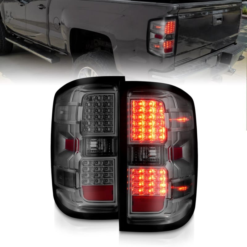 ANZO — ANZO 15-19 Chevy Silverado 2500HD/3500HD (Factory Halogen Only) LED Tail Lights Smoke w/Clear Lens