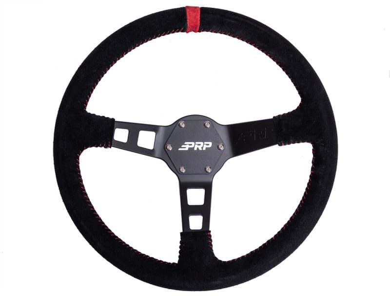 PRP Seats — PRP Deep Dish Suede Steering Wheel- Red