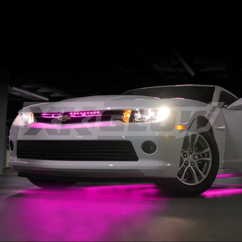XKGLOW — XK Glow Strip Single Color Underglow LED Accent Light Car/Truck Kit Pink - 8x24In Tube Car + 4x8In