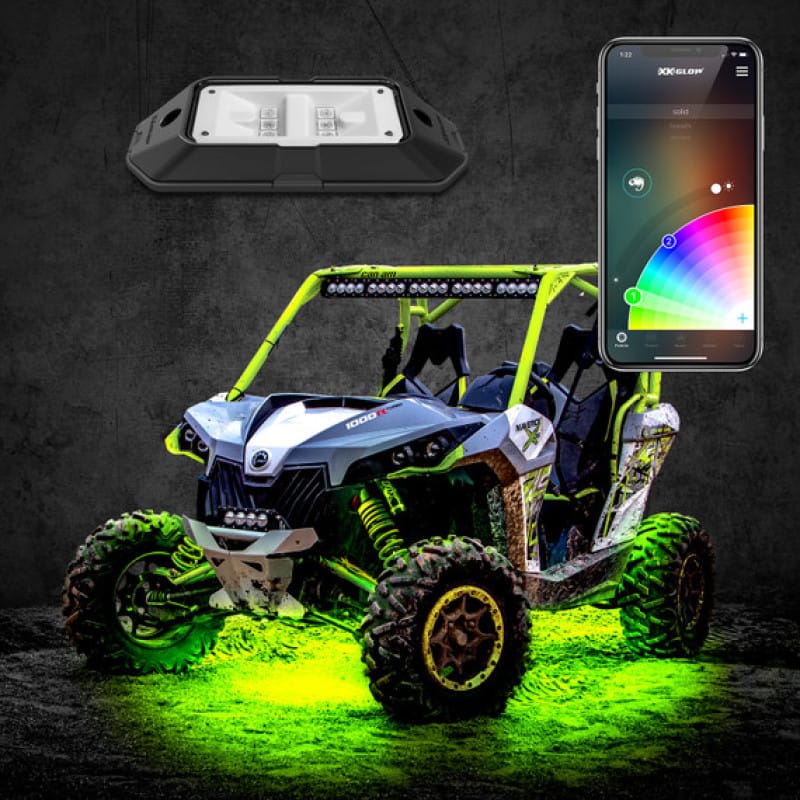 XKGLOW — XK Glow Rock Light Advanced Kit w/ Dual-Mode Dash Mount Controller 8pc 6W LED
