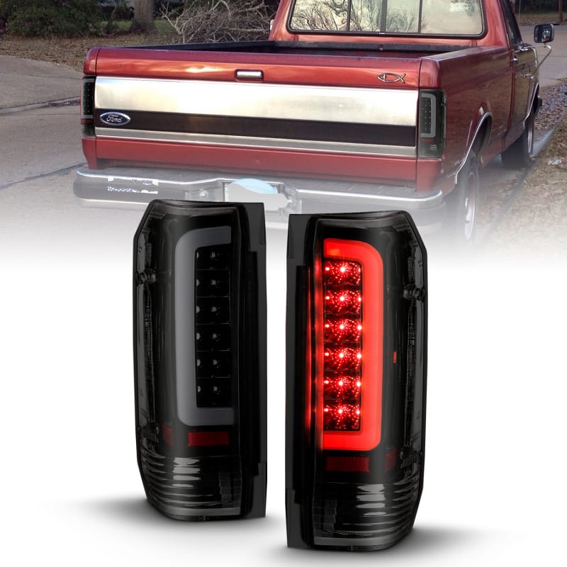 ANZO — ANZO 1987-1996 Ford F-150 LED Taillights Black Housing Smoke Lens (Pair)