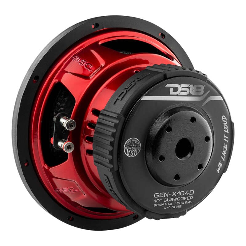 DS18 — DS18 10in 400 Watts RMS 4 ohm DVC Subwoofer Ferrite Motor And Dual Voice Coils