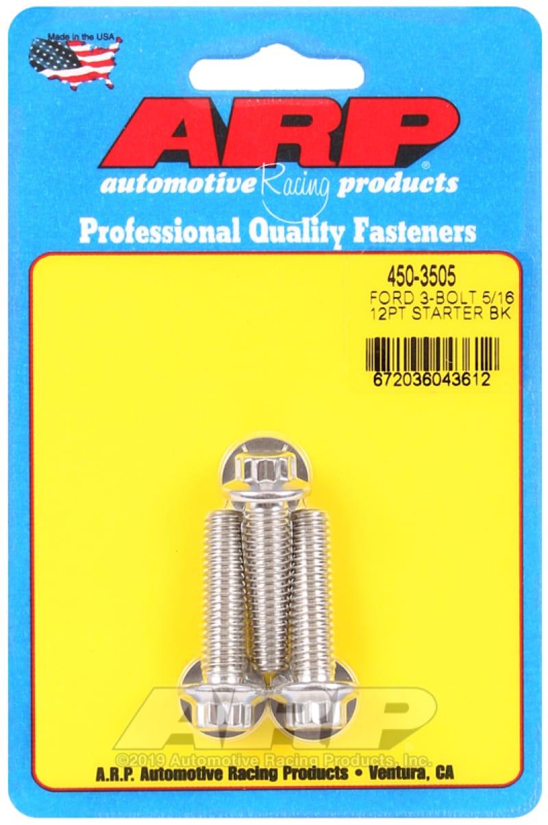 ARP — ARP Ford SS 3-Bolt 5/16in 12pt Starter Bolt Kit