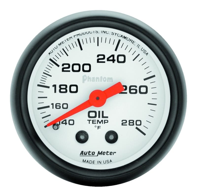 AutoMeter — Autometer Phantom 52mm 140-280 Deg F Mechanical Oil Temperature Gauge
2" OIL TEMP, 140-280