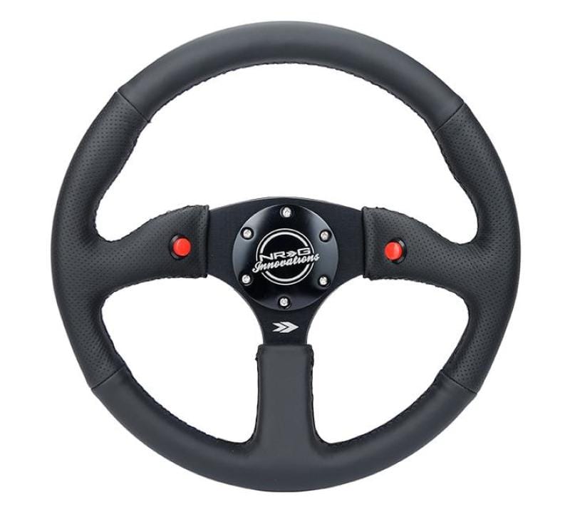 NRG — NRG Reinforced Steering Wheel (350mm/ 2.5in. Deep) Sport Leather Racing/ 4mm Matte Black Spoke