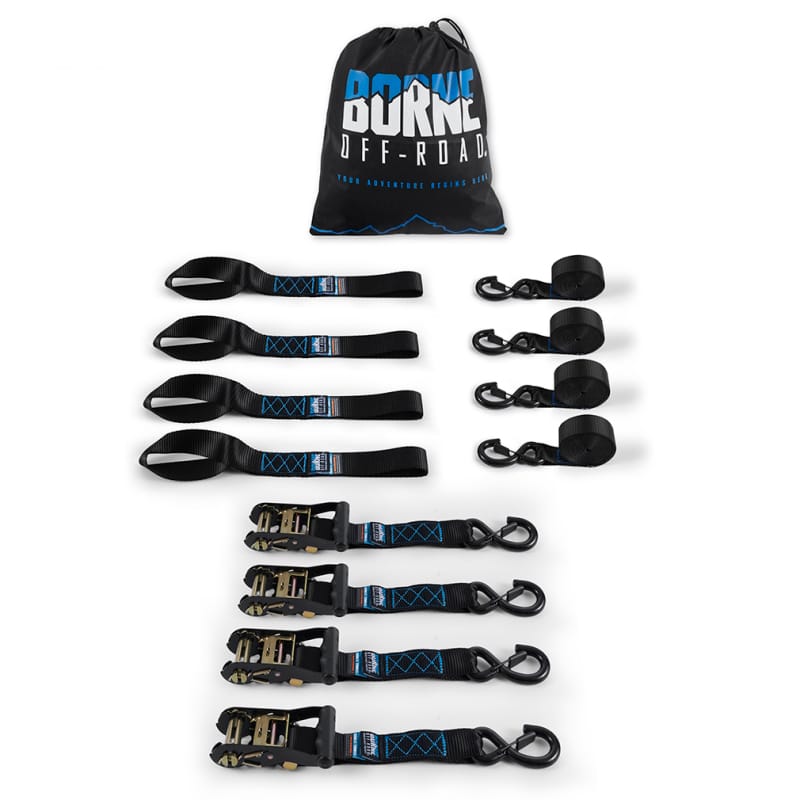 Borne Off-Road — Borne Off-Road Heavy-Duty Ratchet Tie-Down Kit (4-Pack) - Black