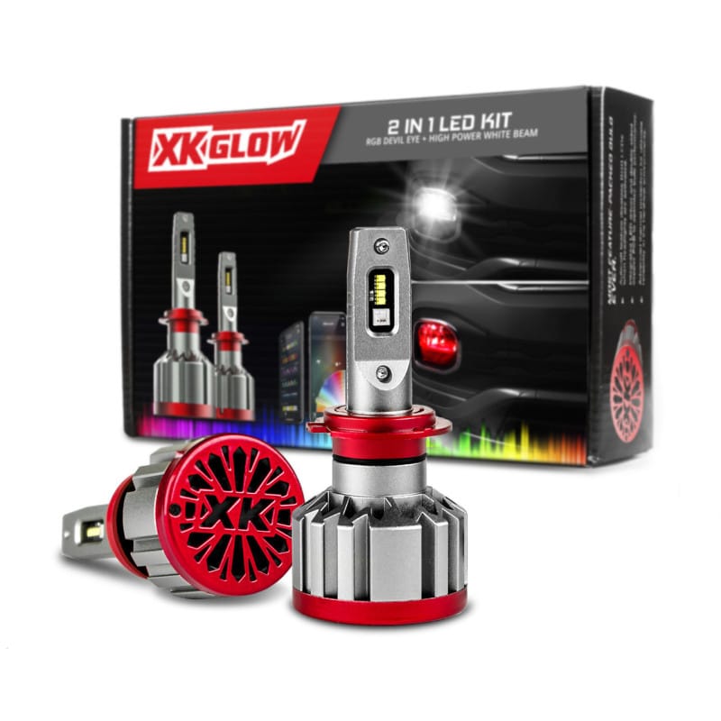 XKGLOW — XK Glow RGB 2In1 LED Headlight Bulb Million Color XKCHROME App RGB/LED Headlight Kit - 2x H4