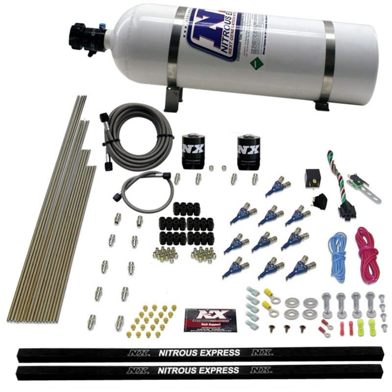 Nitrous Express — Nitrous Express 10 Cyl Piranha Nozzle Direct Port Nitrous Kit (250-500HP) w/15lb Bottle
Injection System Kit
N2OSys