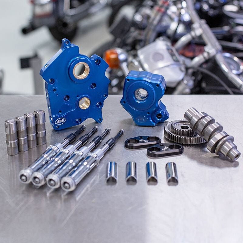 S&S Cycle — S&S Cycle 2017+ M8 Models Gear Drive 475G Cam Chest Kit w/ Chrm Pushrod Tubes - Oil Cooled Incl. VVT