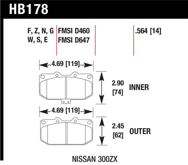 Hawk Performance — Hawk 06-07 WRX / 89-96 Nissan 300ZX / 89-93 Skyline GT-R Performance Ceramic Front Pads
Disc Brake Pad