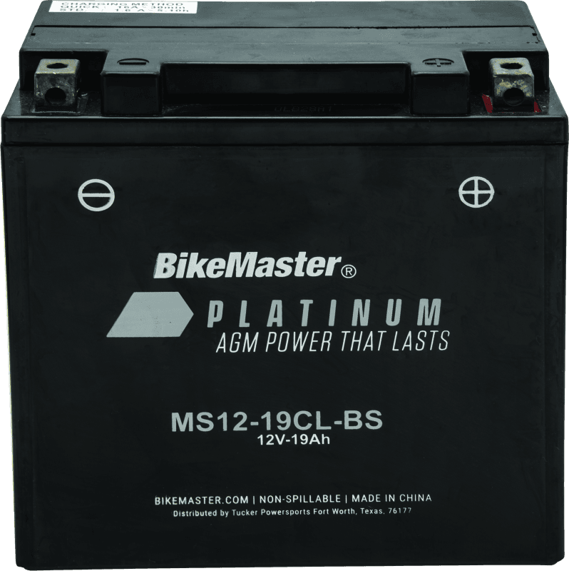 BikeMaster — MS12-19CL-BS Battery, 12V Battery, 175mm L x 100mm W x 175mm H, 185 CCA