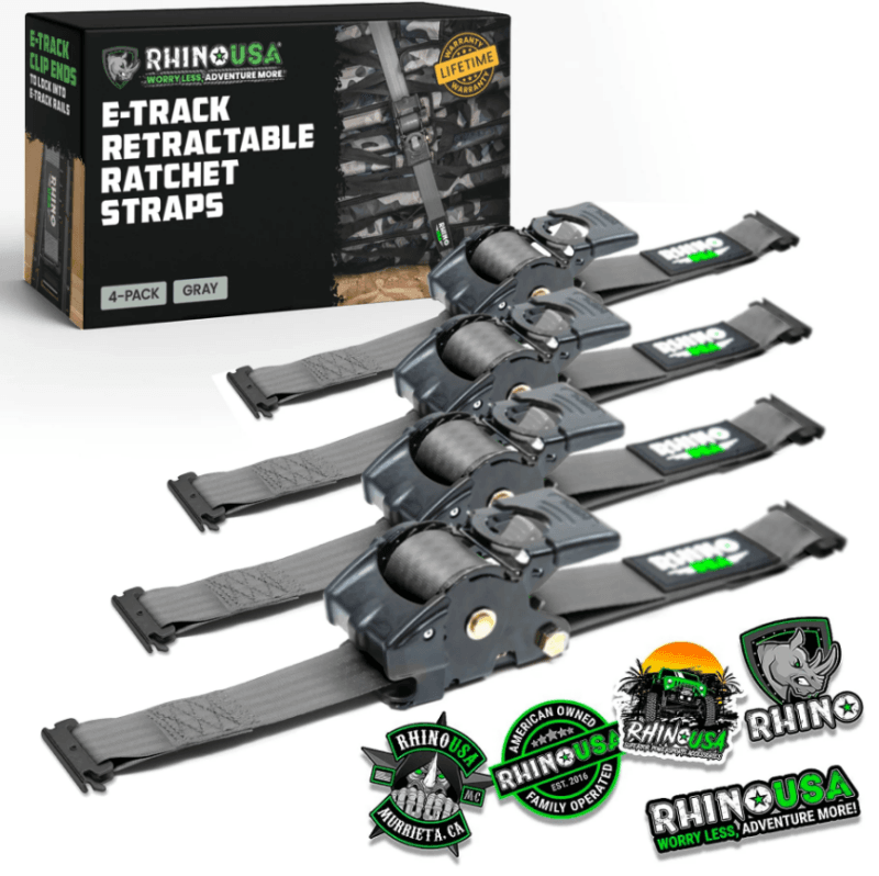 Rhino USA — Rhino USA Retractable Ratchet Straps (2Pk 1Inx10Ft) Gray